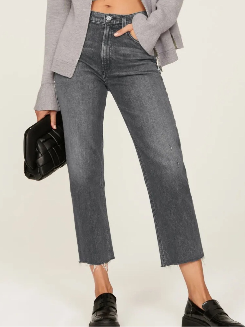 Citizens of Humanity Daphne Crop Jeans Washed Charcoal Gray